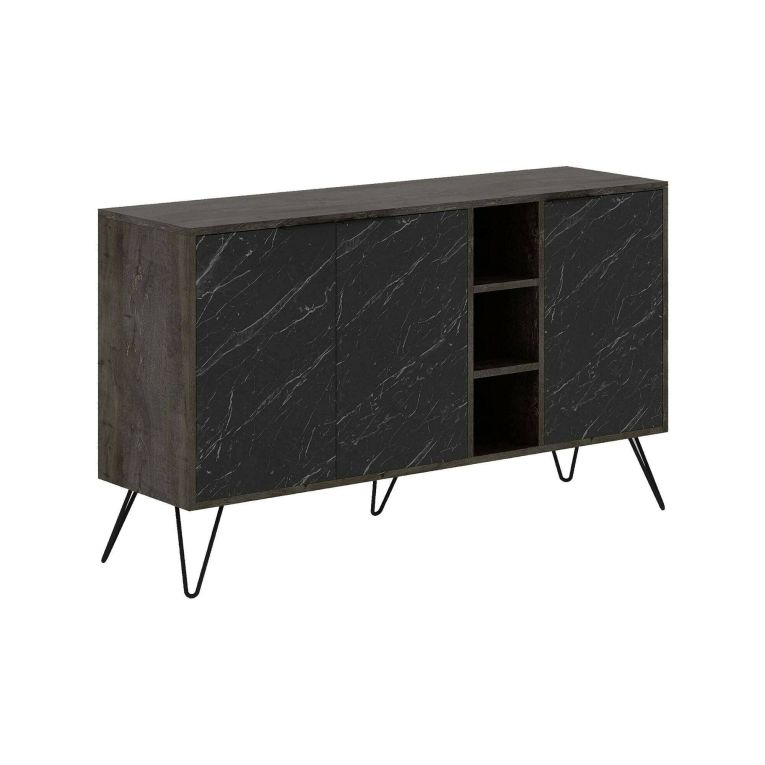 Credenza ossido e nera marmo 142x35x83h cm 3 ante - Alin