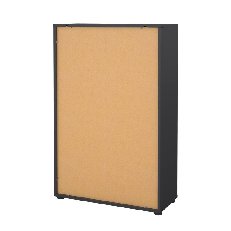 Credenza Perrine, Buffet da soggiorno con ante, Madia da salotto, Credenza moderna, 80x34 h124 cm, Rovere e Grigio