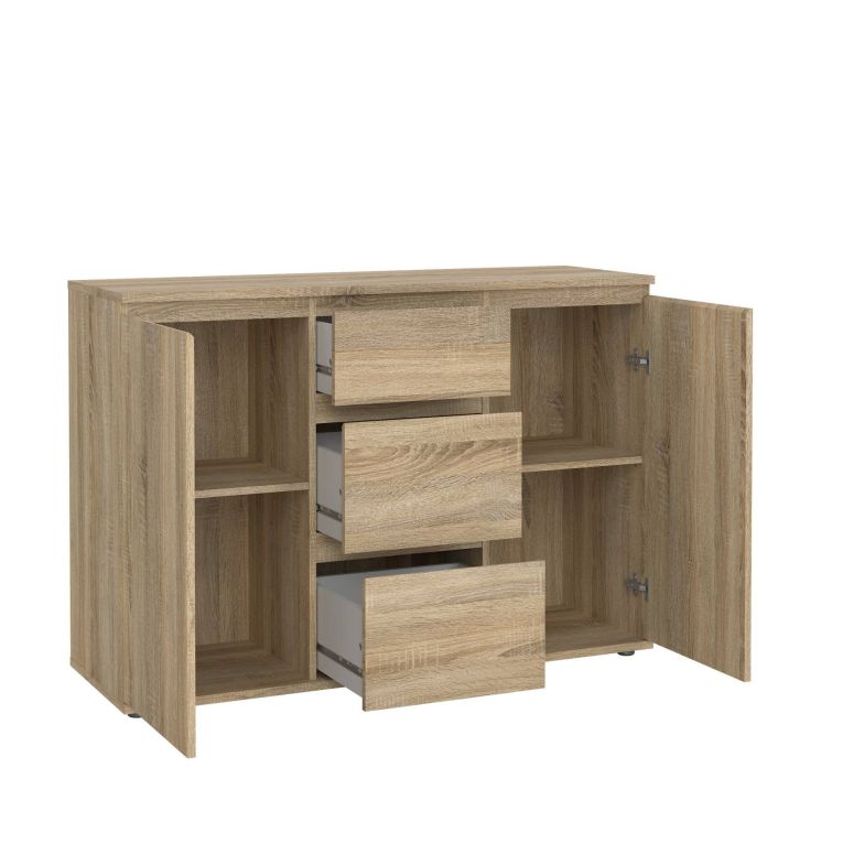 Credenza quercia 119x40x83h cm 2 ante e 3 cassetti - Zumpano