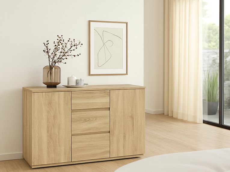 Credenza quercia 119x40x83h cm 2 ante e 3 cassetti - Zumpano