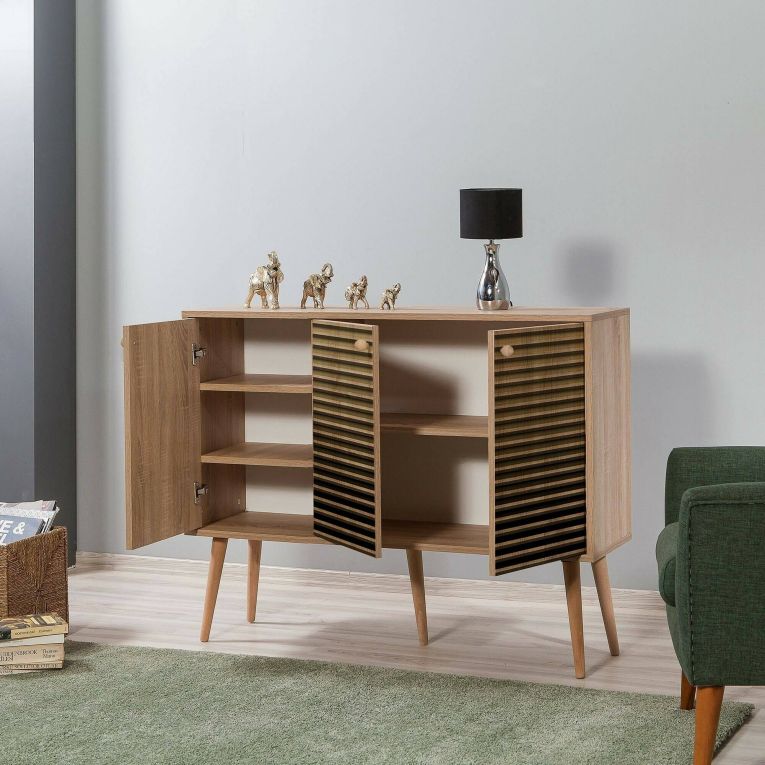 Credenza quercia 120x36x90h cm 3 ante - Arzumia