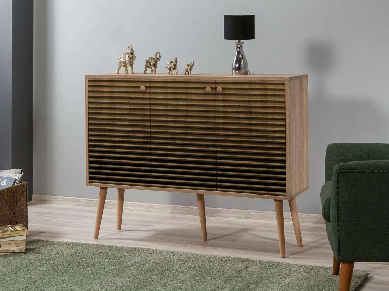 Credenza quercia 120x36x90h cm 3 ante - Arzumia