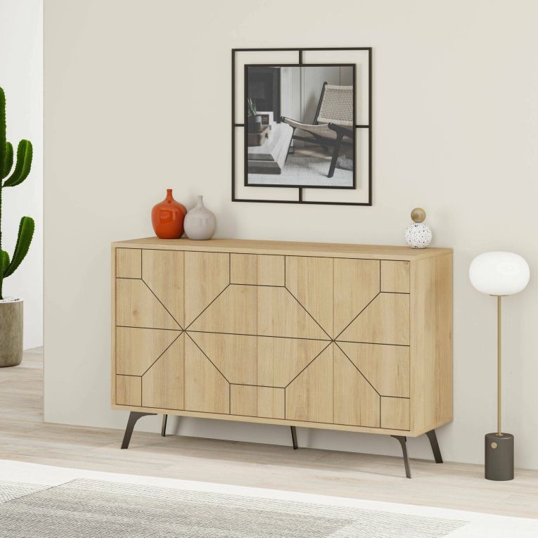 Credenza quercia 123x35x62h cm 4 ante - Earl