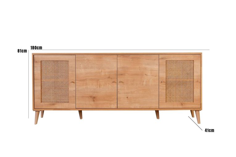 Credenza quercia 180x41x81h cm 4 ante - Tarawa