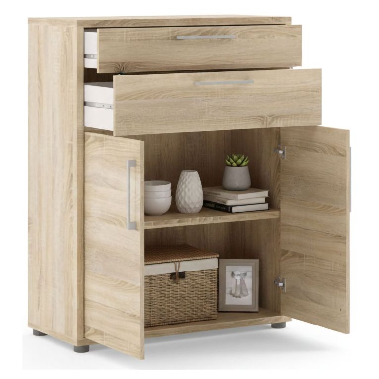Credenza quercia 89x40x113h cm 2 ante e 2 cassetti - Agra