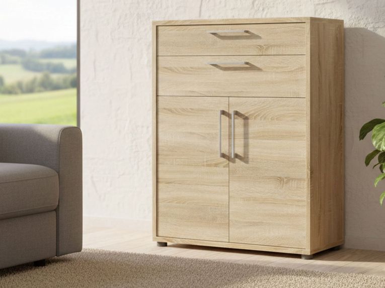 Credenza quercia 89x40x113h cm 2 ante e 2 cassetti - Agra