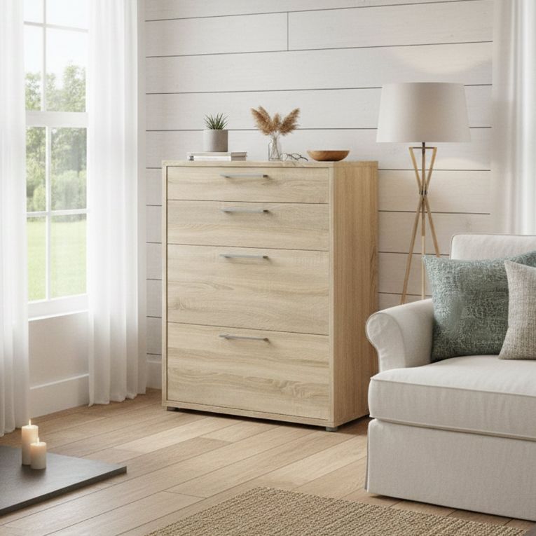 Credenza quercia 89x40x113h cm 4 cassetti - Anghiari