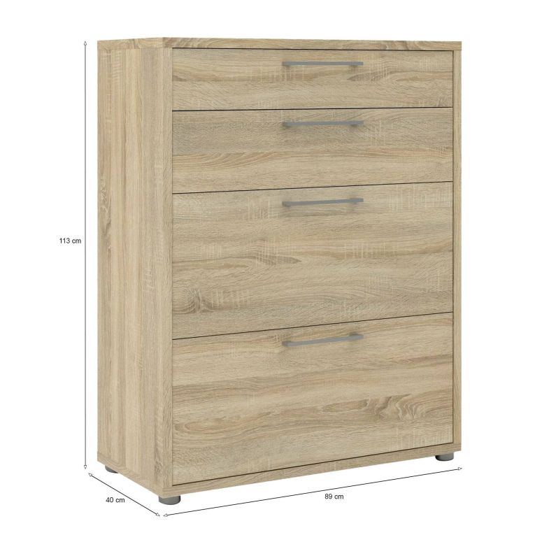 Credenza quercia 89x40x113h cm 4 cassetti - Anghiari