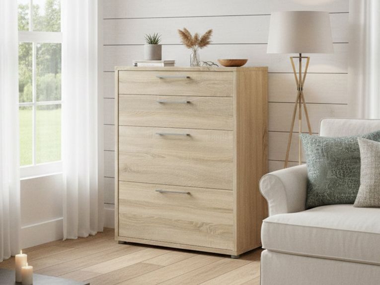 Credenza quercia 89x40x113h cm 4 cassetti - Anghiari