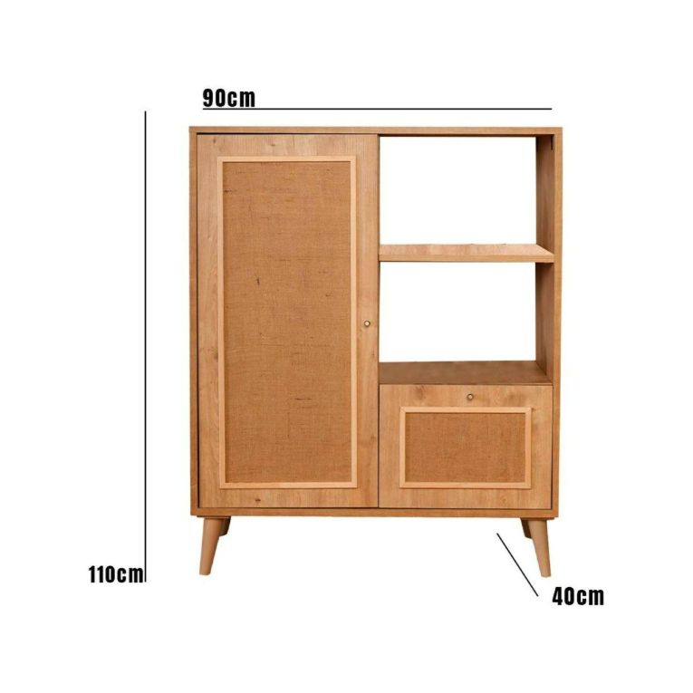 Credenza quercia 90x40x110h cm 2 ante - Jingu