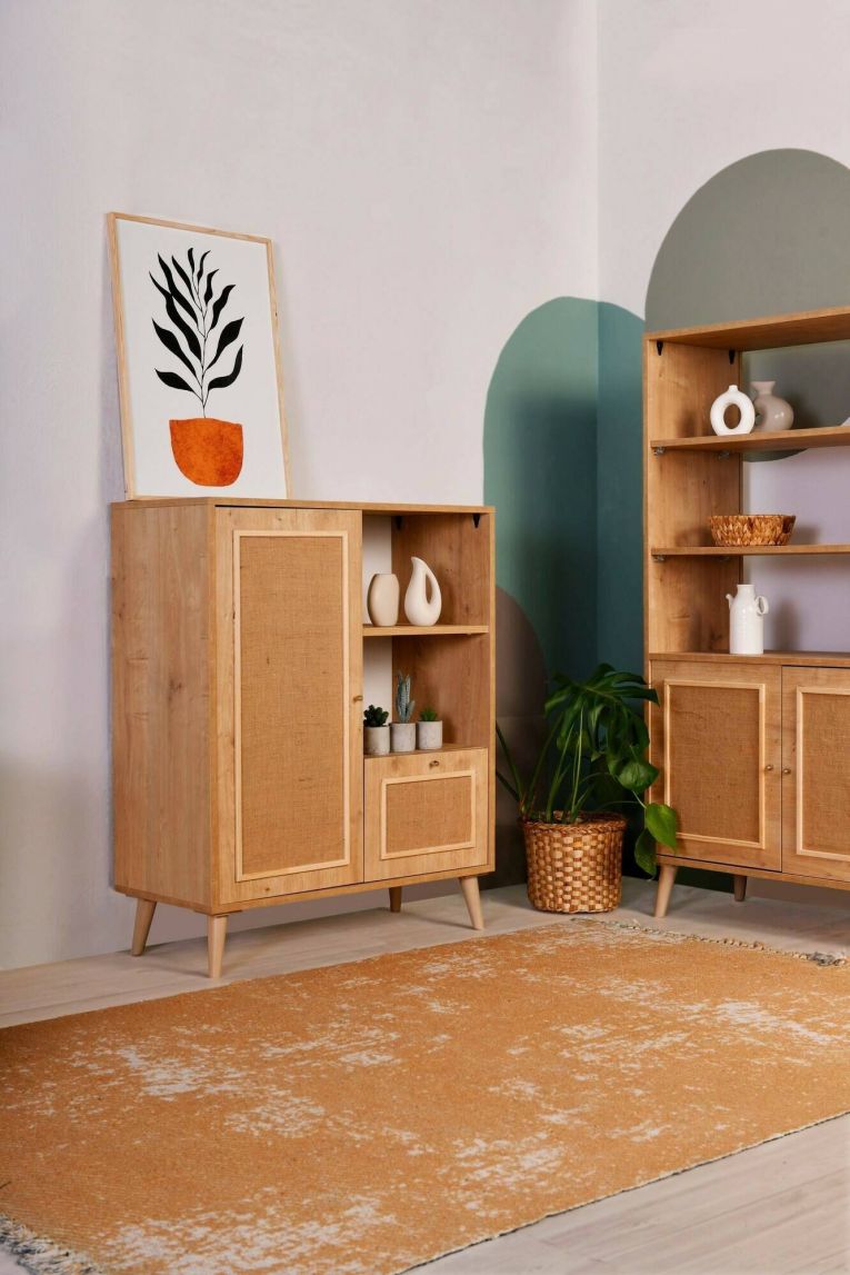 Credenza quercia 90x40x110h cm 2 ante - Jingu
