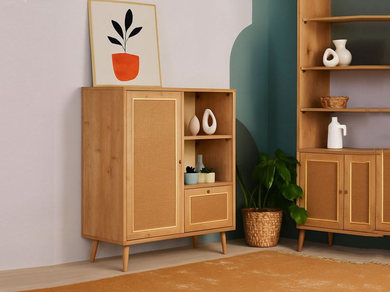 Credenza quercia 90x40x110h cm 2 ante - Jingu