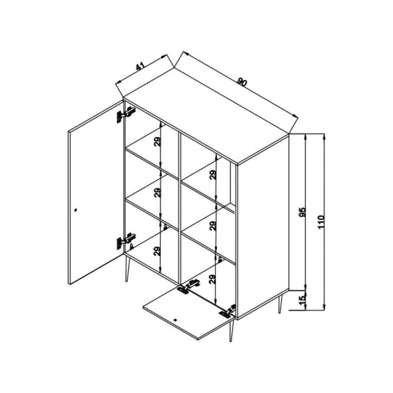Credenza quercia 90x40x110h cm 2 ante - Sfalerite