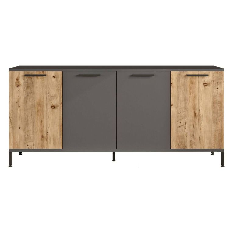 Credenza quercia e antracite 160x40x71h cm 4 ante - Bratislava