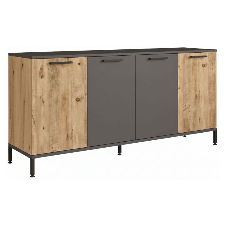 Credenza quercia e antracite 160x40x71h cm 4 ante - Bratislava