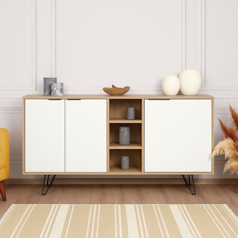 Credenza quercia e bianca 142x35x83h cm 3 ante - Arlene