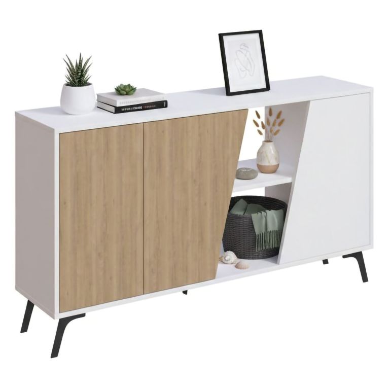 Credenza quercia e bianca 150x35x82h cm 2 ante - Margravi