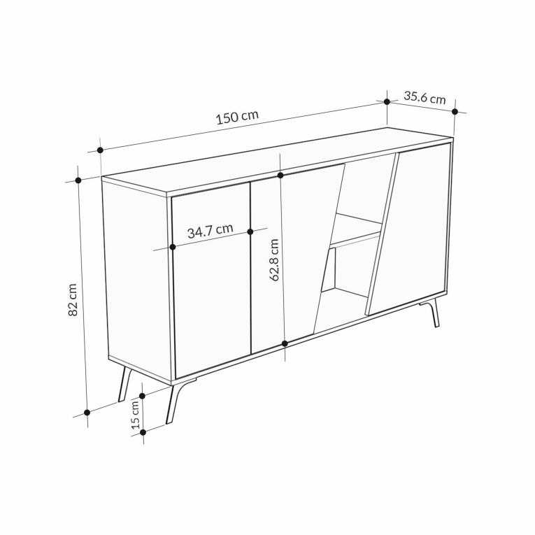 Credenza quercia e bianca 150x35x82h cm 2 ante - Margravi