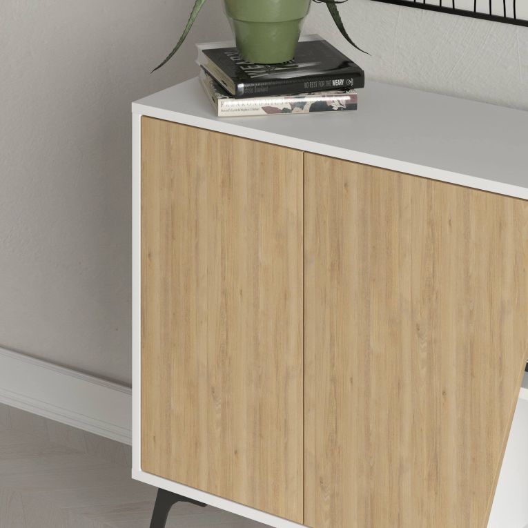 Credenza quercia e bianca 150x35x82h cm 2 ante - Margravi
