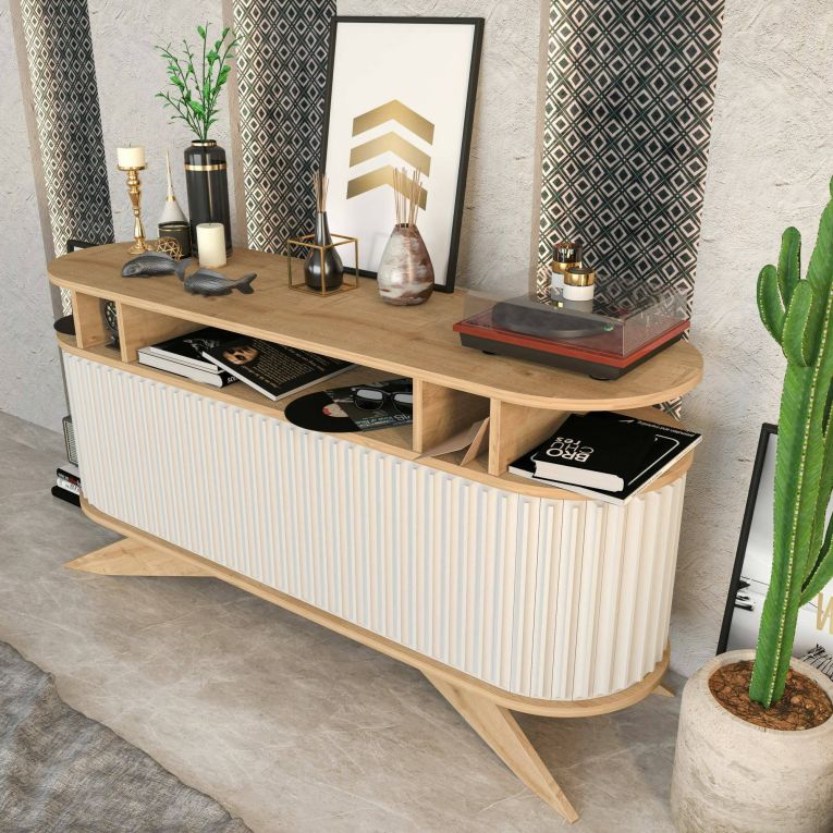 Credenza quercia e bianca 150x43x75h cm 2 ante - Joy
