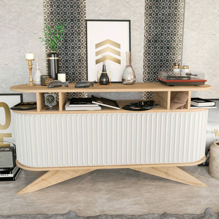 Credenza quercia e bianca 150x43x75h cm 2 ante - Joy