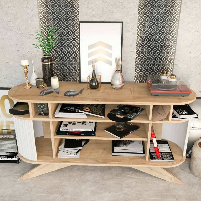 Credenza quercia e bianca 150x43x75h cm 2 ante - Joy