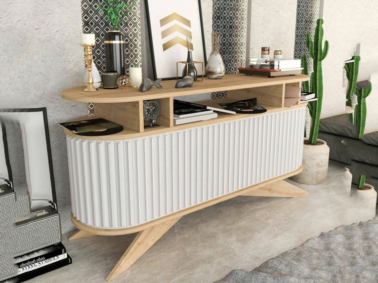 Credenza quercia e bianca 150x43x75h cm 2 ante - Joy