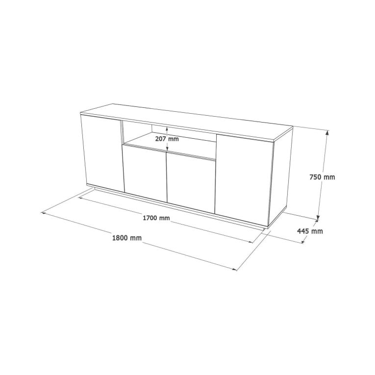 Credenza quercia e bianca 180x44x75h cm 3 ante - Aziz
