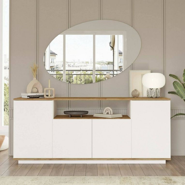 Credenza quercia e bianca 180x44x75h cm 3 ante - Aziz