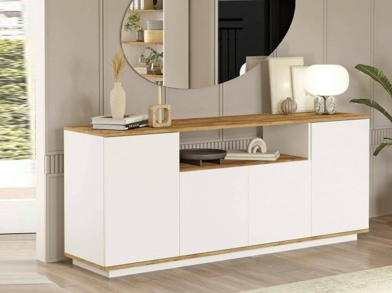 Credenza quercia e bianca 180x44x75h cm 3 ante - Aziz
