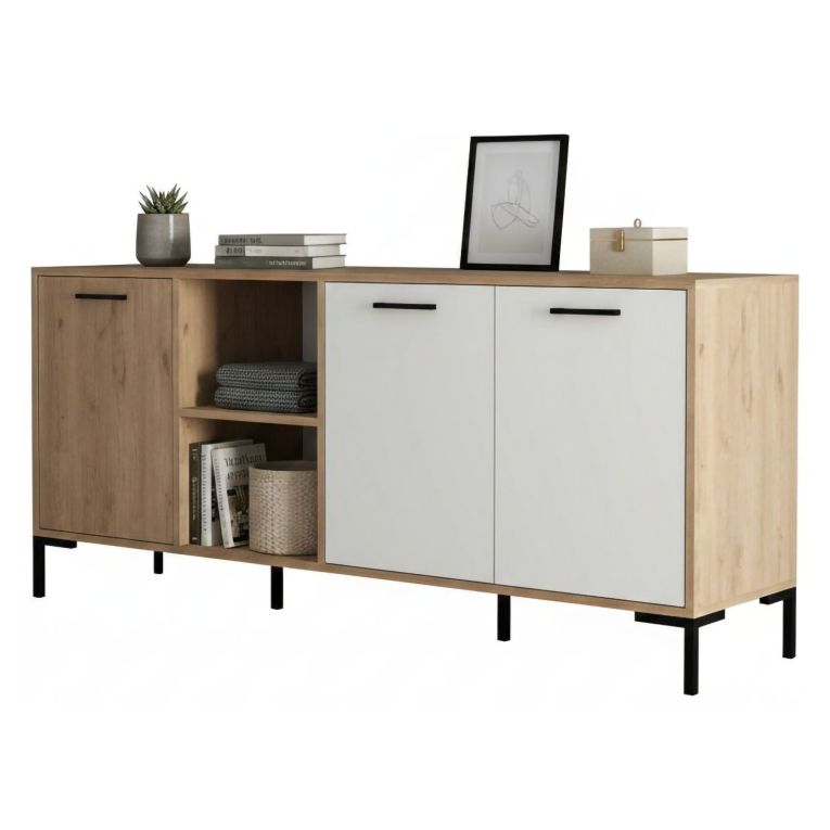 Credenza quercia e bianca 180x45x80h cm 3 ante - Hato