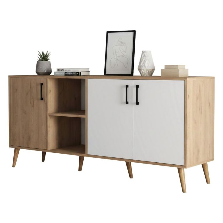 Credenza quercia e bianca 180x45x80h cm 3 ante - Vardah