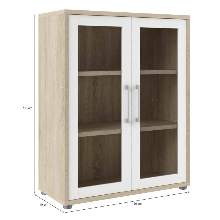 Credenza quercia e bianca 89x40x113h cm 2 ante - Ampezzo