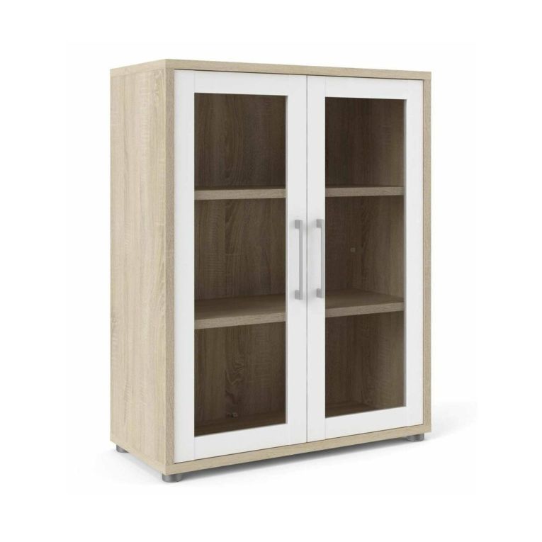 Credenza quercia e bianca 89x40x113h cm 2 ante - Ampezzo