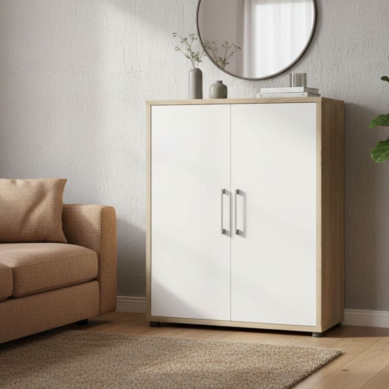 Credenza quercia e bianca 89x40x113h cm 2 ante - Warszawa