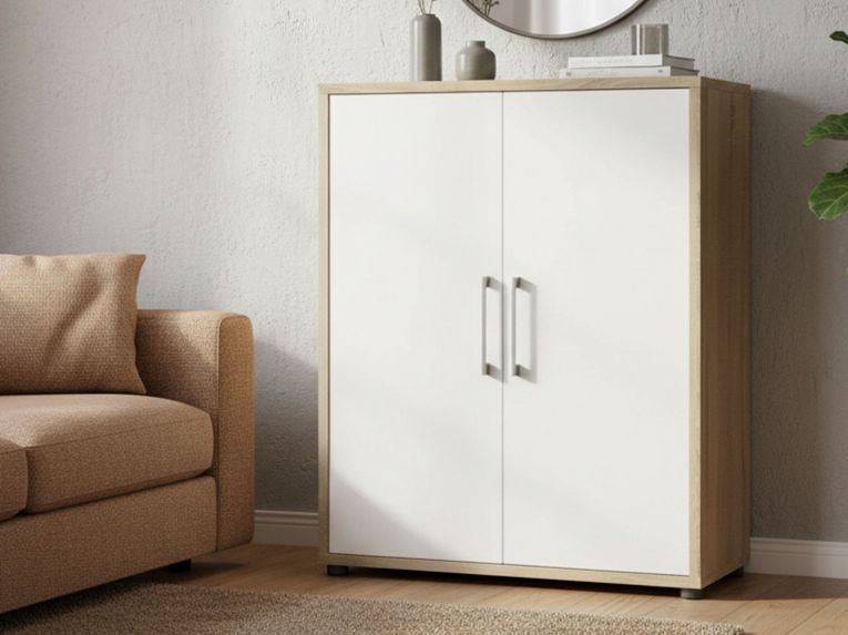 Credenza quercia e bianca 89x40x113h cm 2 ante - Warszawa