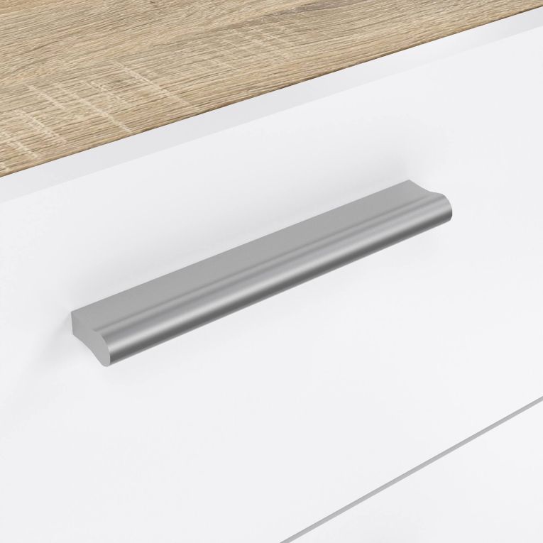 Credenza quercia e bianco lucida 140x40x82h cm 8 cassetti - Aligon