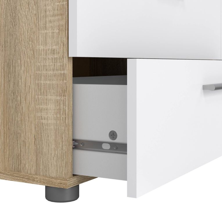 Credenza quercia e bianco lucida 140x40x82h cm 8 cassetti - Aligon