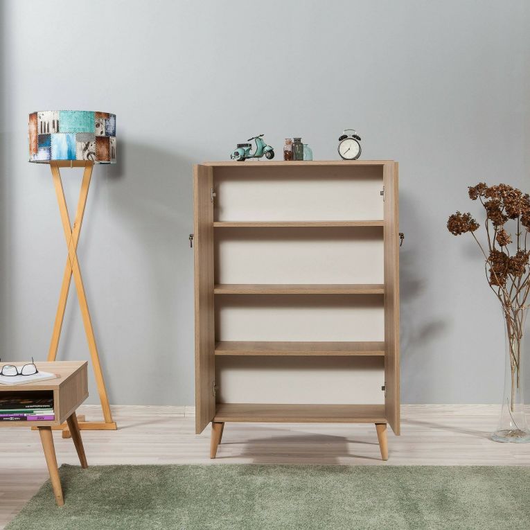 Credenza quercia e multicolore 80x36x127h cm 2 ante - Andalusite