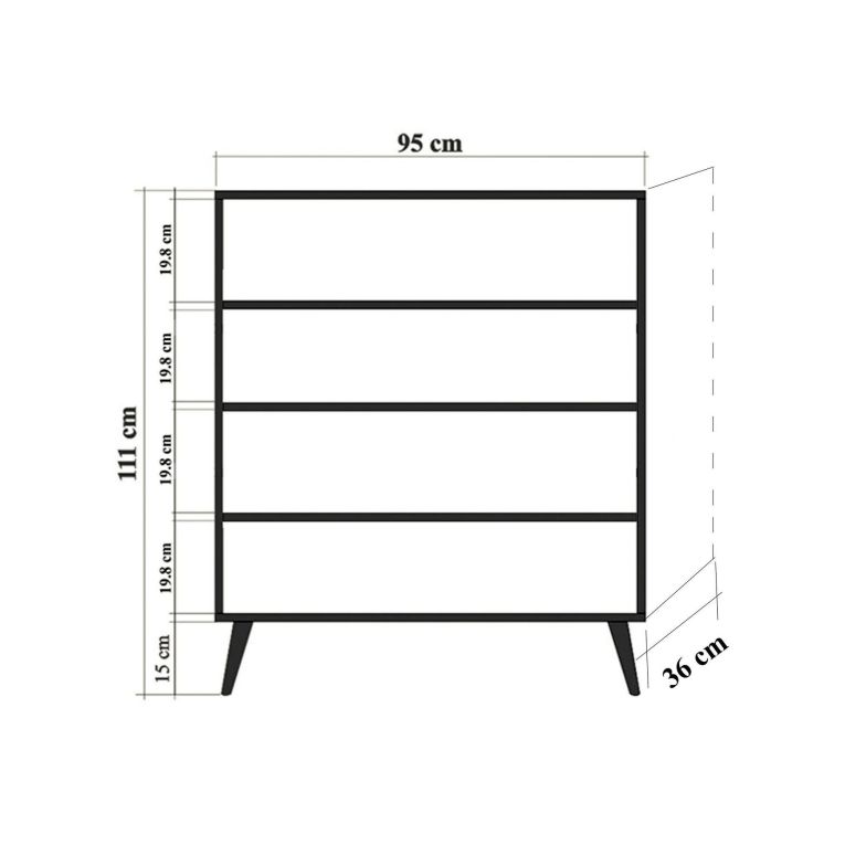 Credenza quercia e multicolore 95x36x111h cm 4 ante - Agyemang