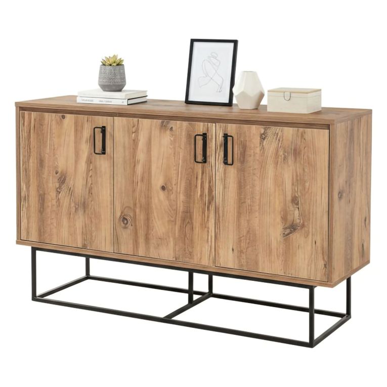 Credenza quercia e nera 140x40x80h cm 3 ante - Ammolite