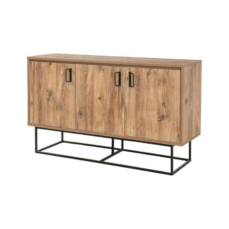 Credenza quercia e nera 140x40x80h cm 3 ante - Ammolite