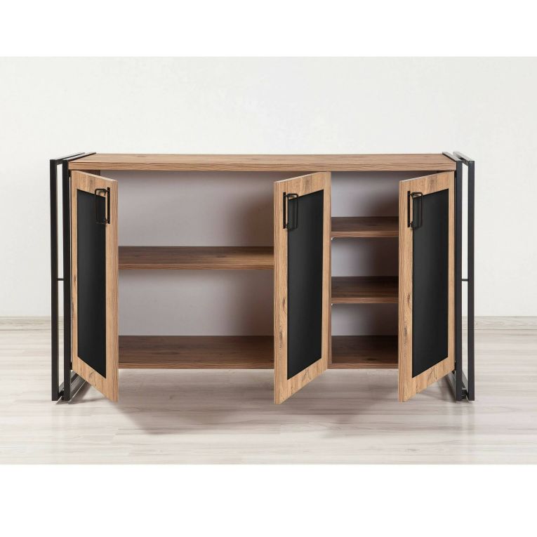 Credenza quercia e nera 140x45x80h cm 3 ante - Arjuna