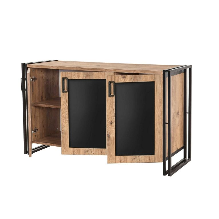 Credenza quercia e nera 140x45x80h cm 3 ante - Arjuna