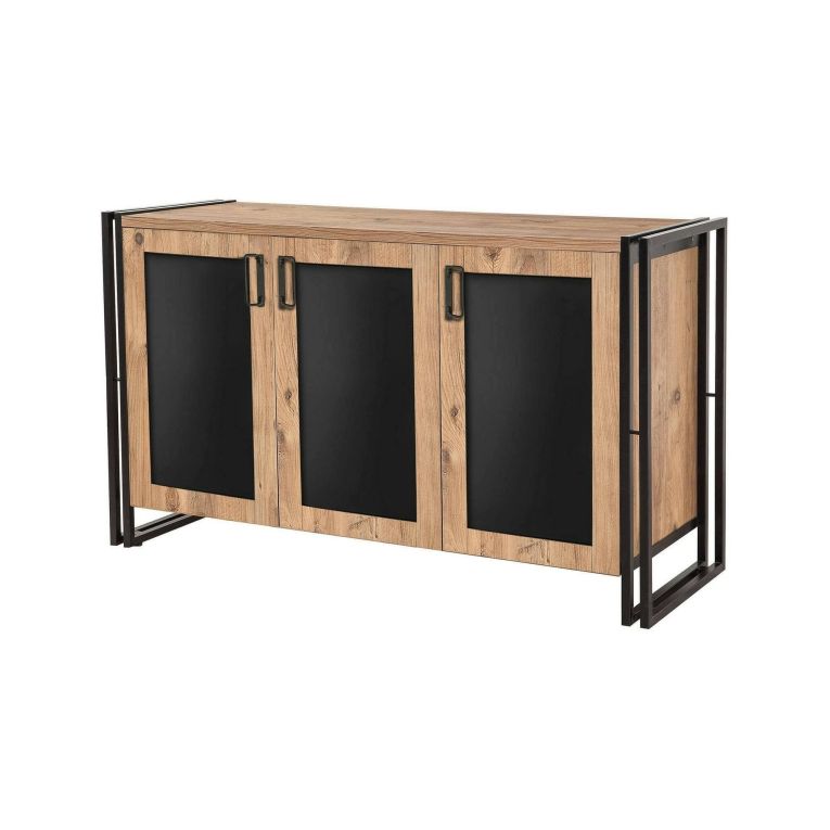 Credenza quercia e nera 140x45x80h cm 3 ante - Arjuna