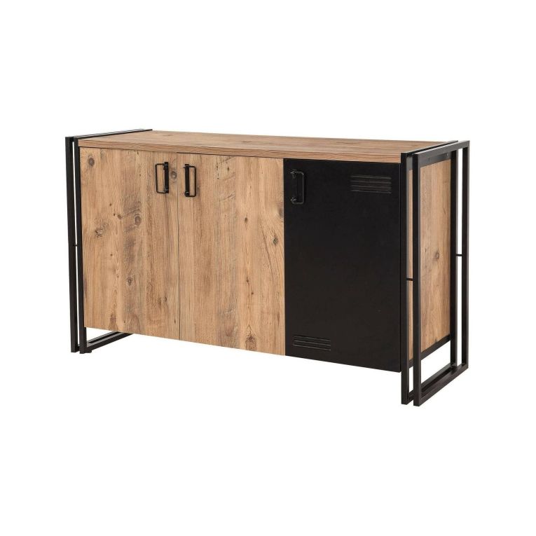 Credenza quercia e nera 140x45x80h cm 3 ante - Yvonne