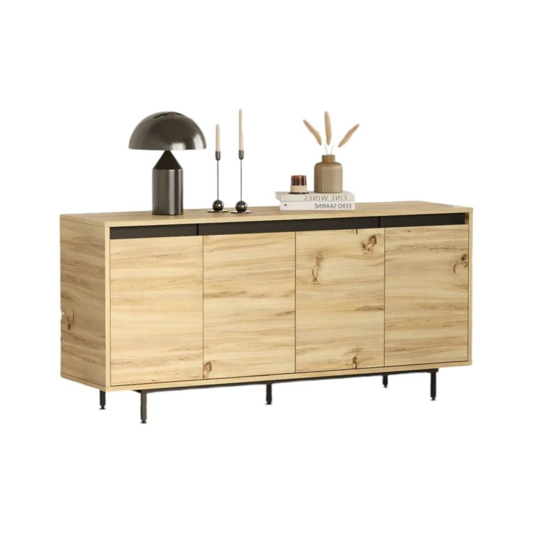 Credenza quercia e nera 160x44x75h cm 4 ante - Kay