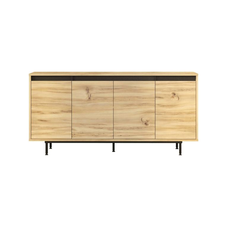 Credenza quercia e nera 160x44x75h cm 4 ante - Kay