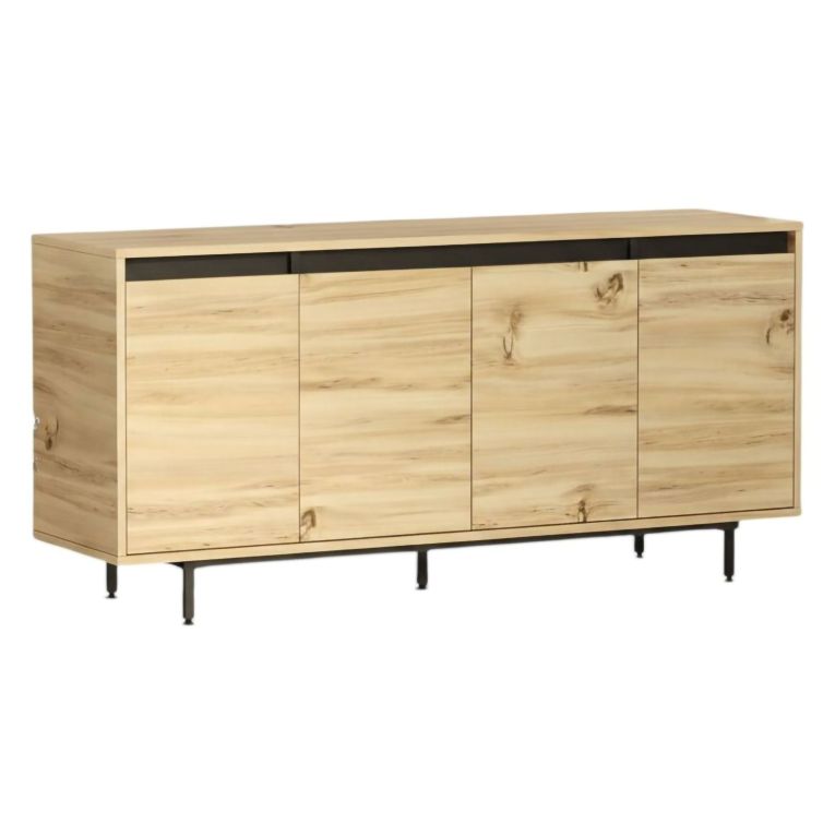 Credenza quercia e nera 160x44x75h cm 4 ante - Kay