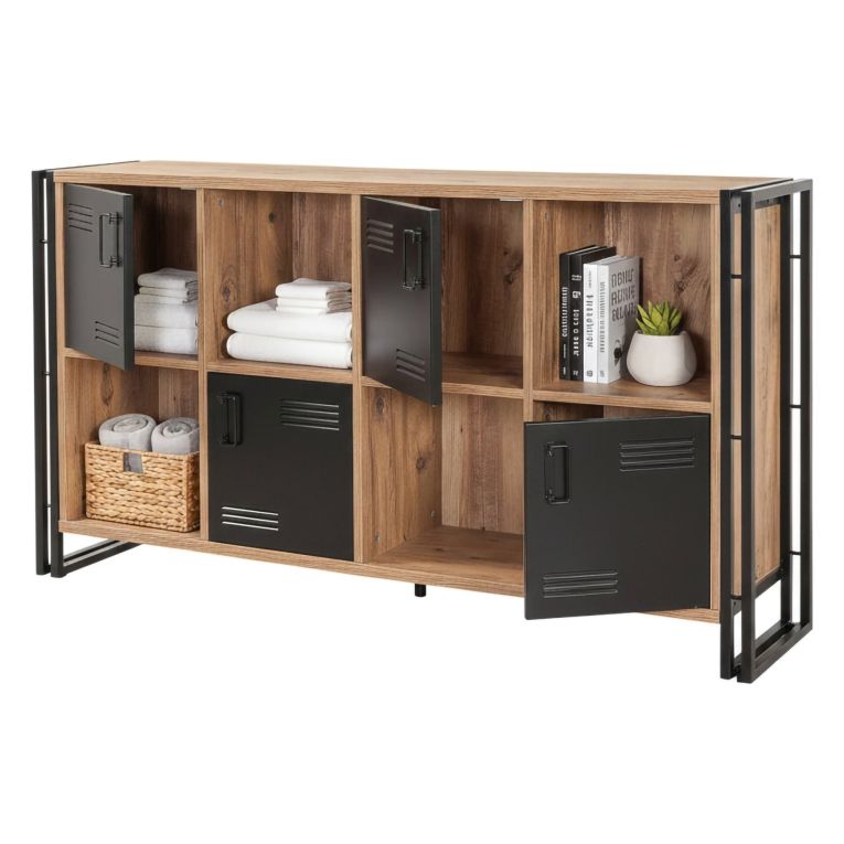Credenza quercia e nera 164x35x89h cm 4 ante - Dodong